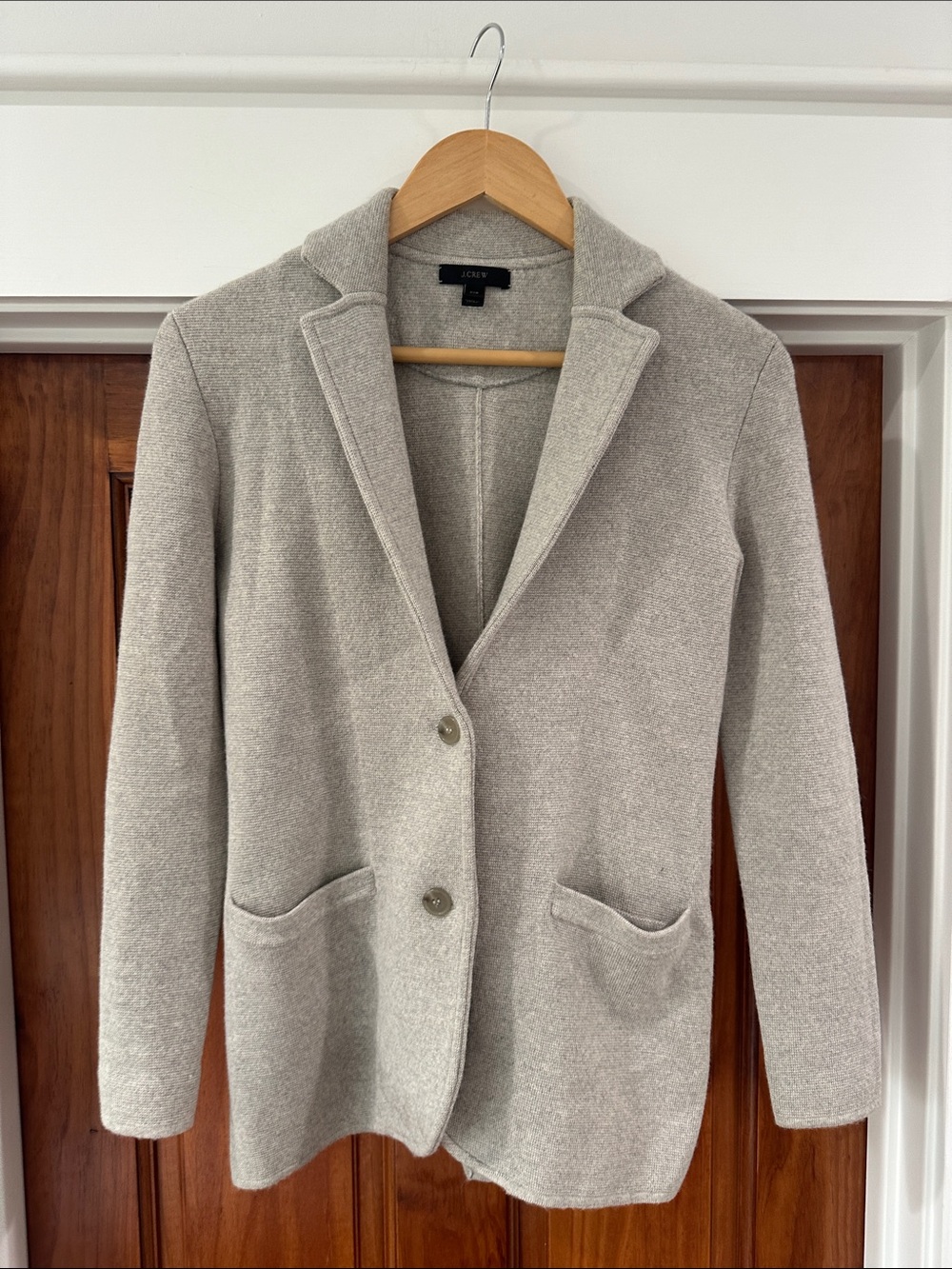 J. Crew Merino Wool Light Gray Knit Tailored Blazer